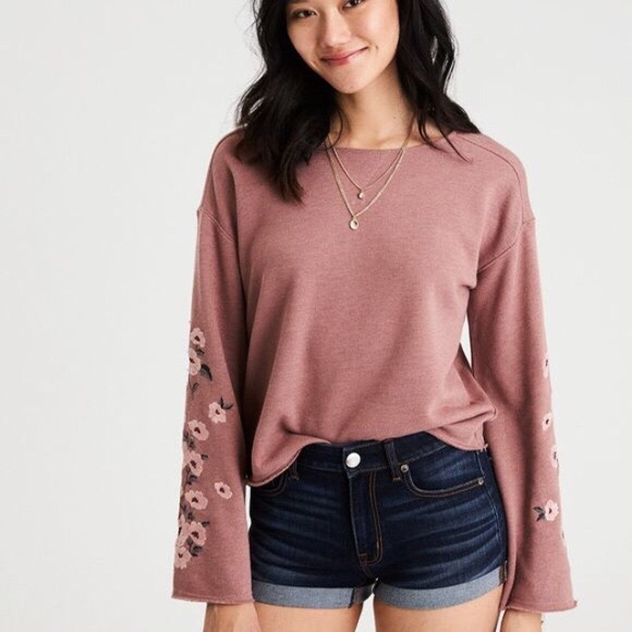 American Eagle Outfitters Tops - NWT | AE bell sleeve crewneck sweatshirt SZ S